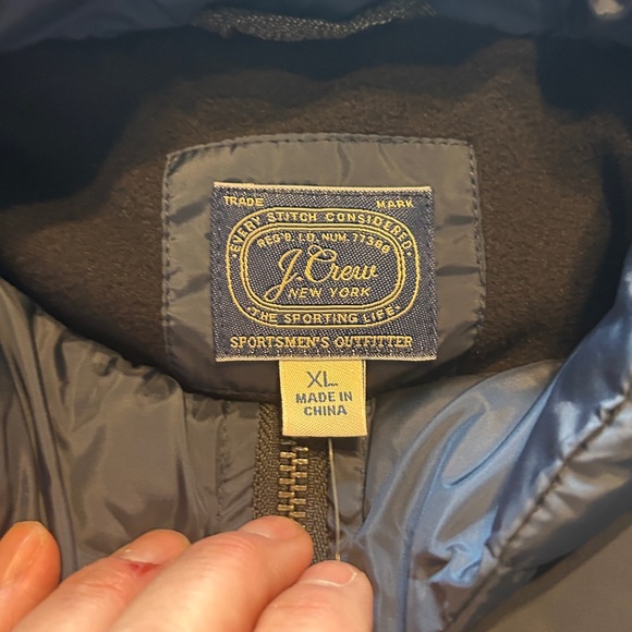 J.CREW puffer jacket insulated blue quilted fleece-lined leather-pull X- LG NWT - Picture 15 of 15